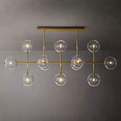 Modern Glass Globe Linear Chandelier 58"-Meet Lighting