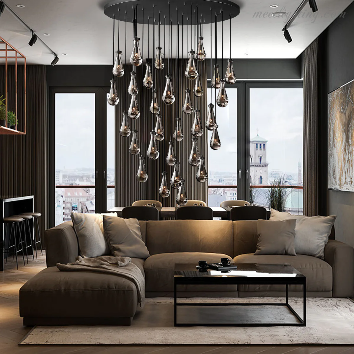 Modern Luxury Raindrop Round Chandelier-MEET LIGHTING