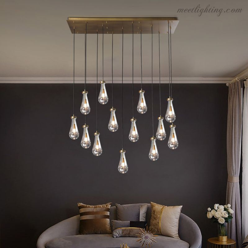 Modern Raindrop Rectangle Chandelier-MEET LIGHTING
