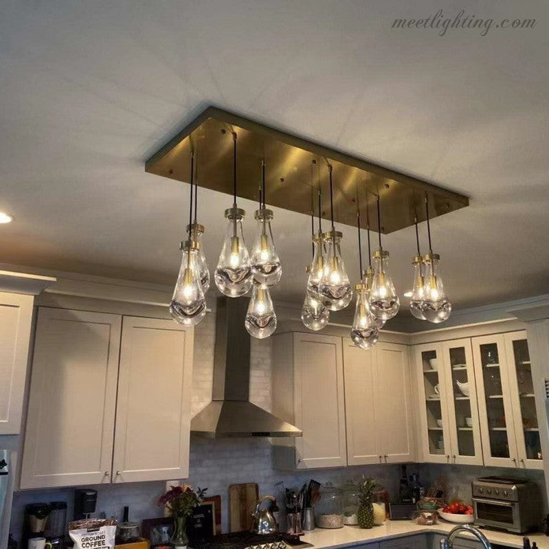 Modern Raindrop Rectangle Chandelier-MEET LIGHTING