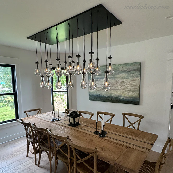 Modern Raindrop Rectangle Chandelier-MEET LIGHTING