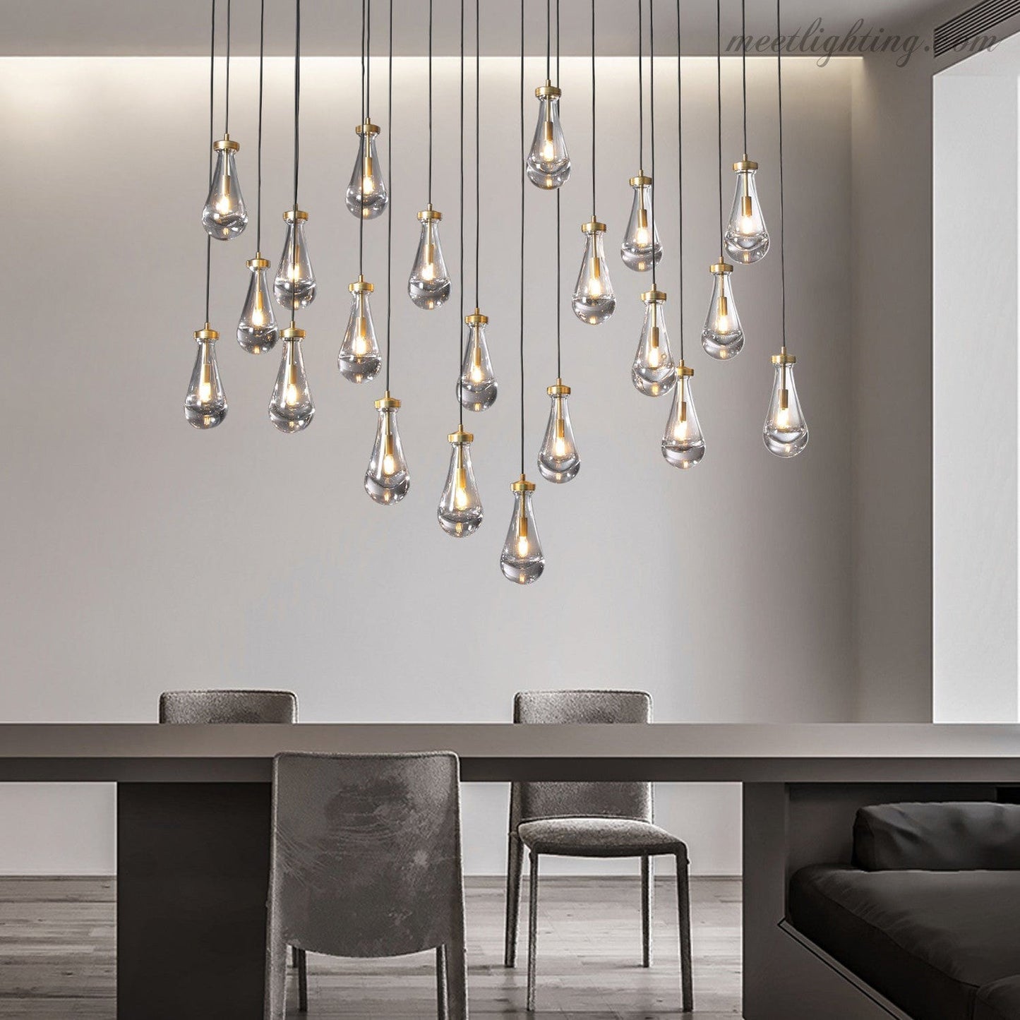 Modern Raindrop Rectangle Chandelier-Meet Lighting