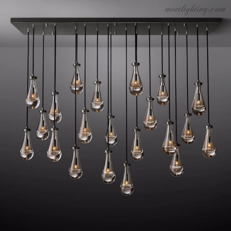 Modern Raindrop Rectangle Crystal Chandelier 72" For Dinning Room Kitchen-Meet Lighting