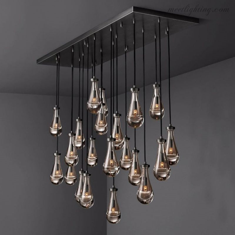 Modern Raindrop Rectangle Crystal Chandelier 72" For Dinning Room Kitchen-Meet Lighting