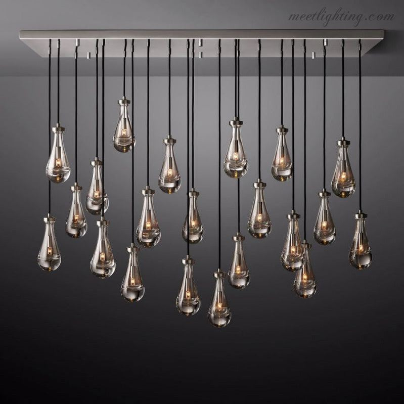 Modern Raindrop Rectangle Crystal Chandelier 72" For Dinning Room Kitchen-Meet Lighting