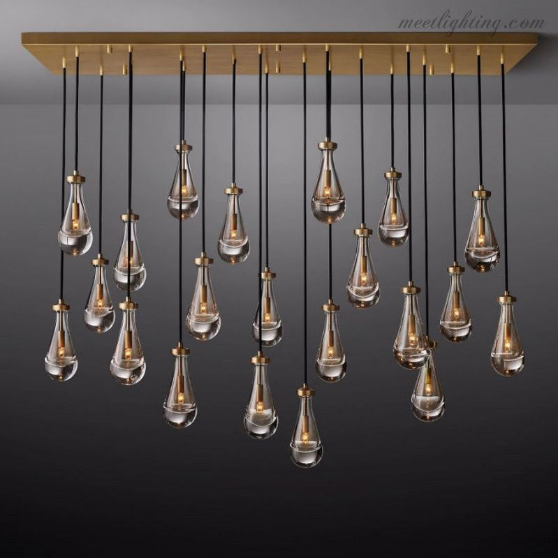 Modern Raindrop Rectangle Crystal Chandelier 72" For Dinning Room Kitchen-Meet Lighting