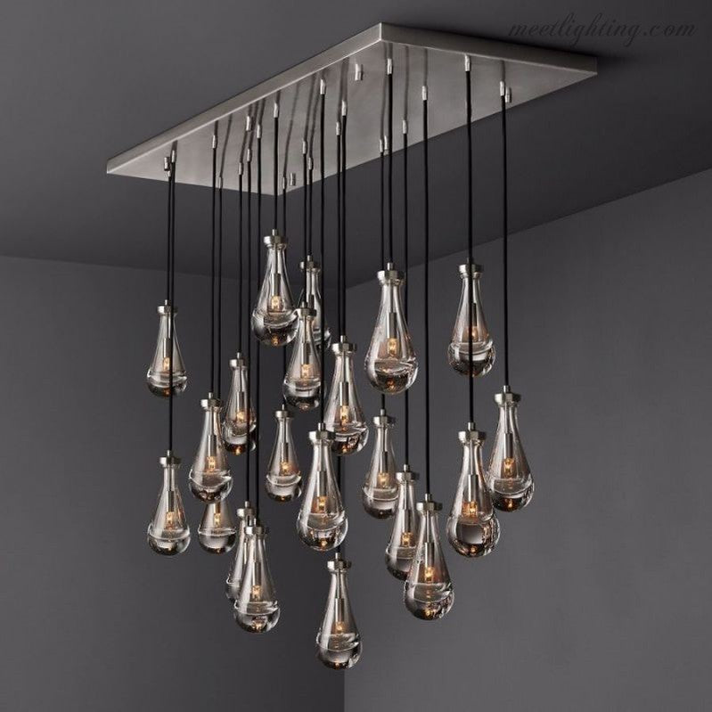 Modern Raindrop Rectangle Crystal Chandelier 72" For Dinning Room Kitchen-Meet Lighting