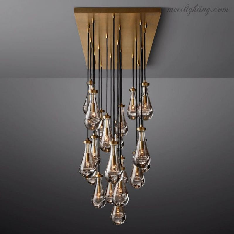 Modern Raindrop Rectangle Crystal Chandelier 72" For Dinning Room Kitchen-Meet Lighting