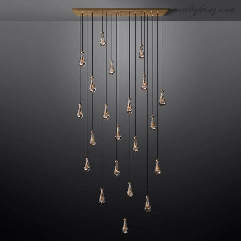 Modern Raindrop Rectangle Crystal Chandelier 72" For Dinning Room Kitchen-Meet Lighting