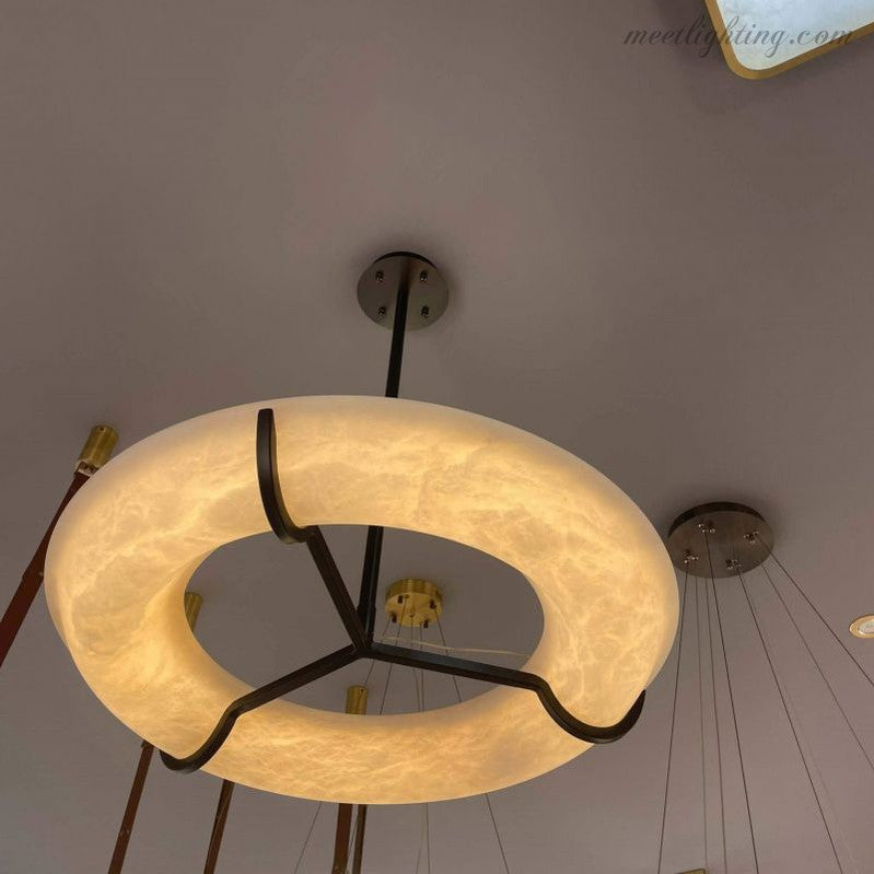 Modern Round Alabaster Dining Room Chandelier-Meet Lighting