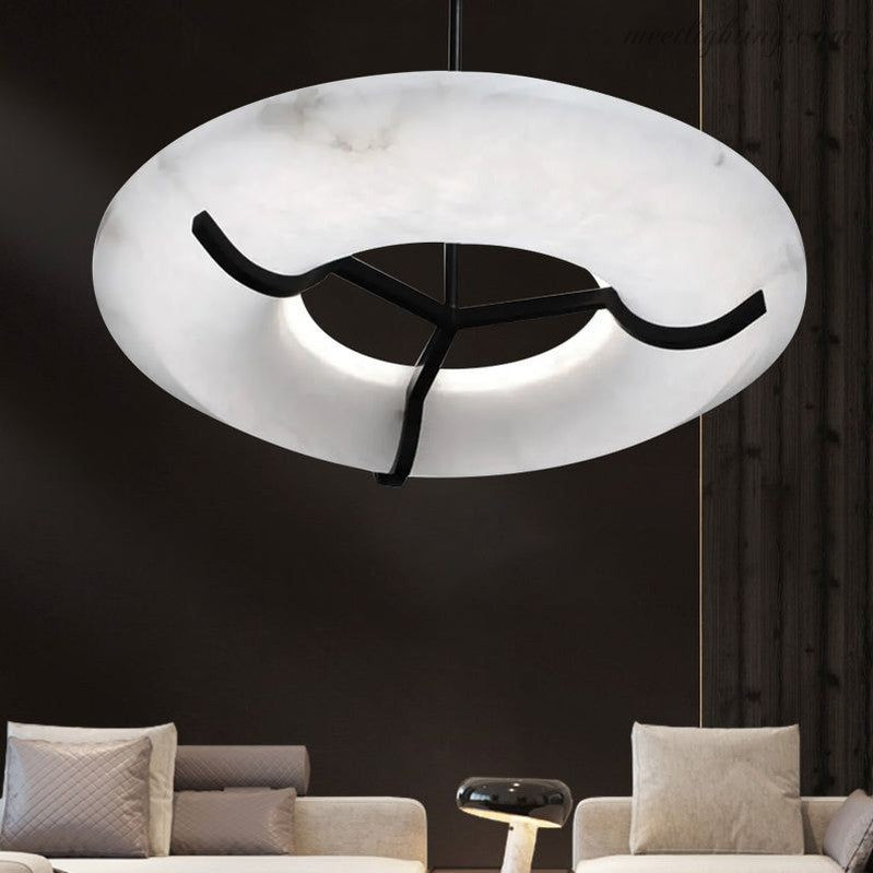 Modern Round Alabaster Dining Room Chandelier-Meet Lighting