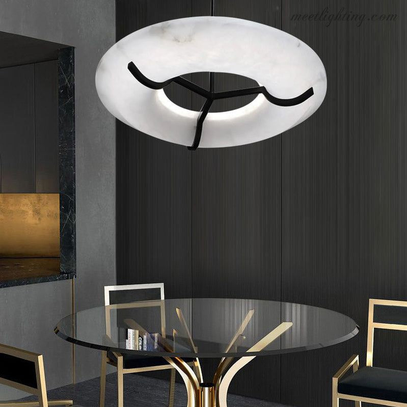 Modern Round Alabaster Dining Room Chandelier-Meet Lighting