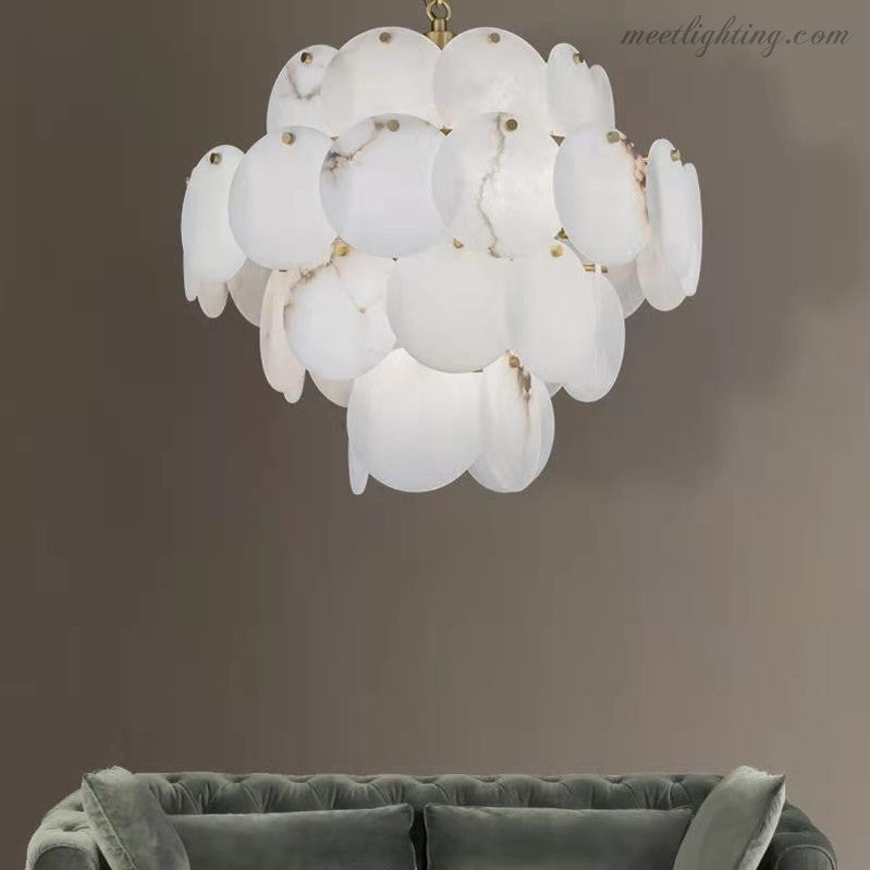 Modern Round Alabaster Pendant Light, Luxurious Round Chandelier-MEET LIGHTING