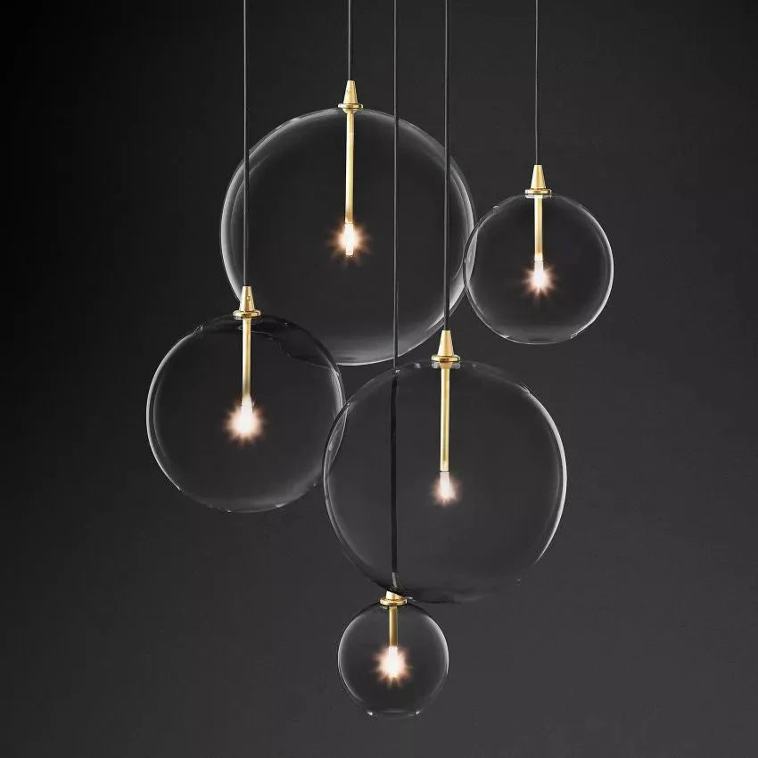 Modern Round Glass Globe Cluster Chandelier 28"-MEET LIGHTING