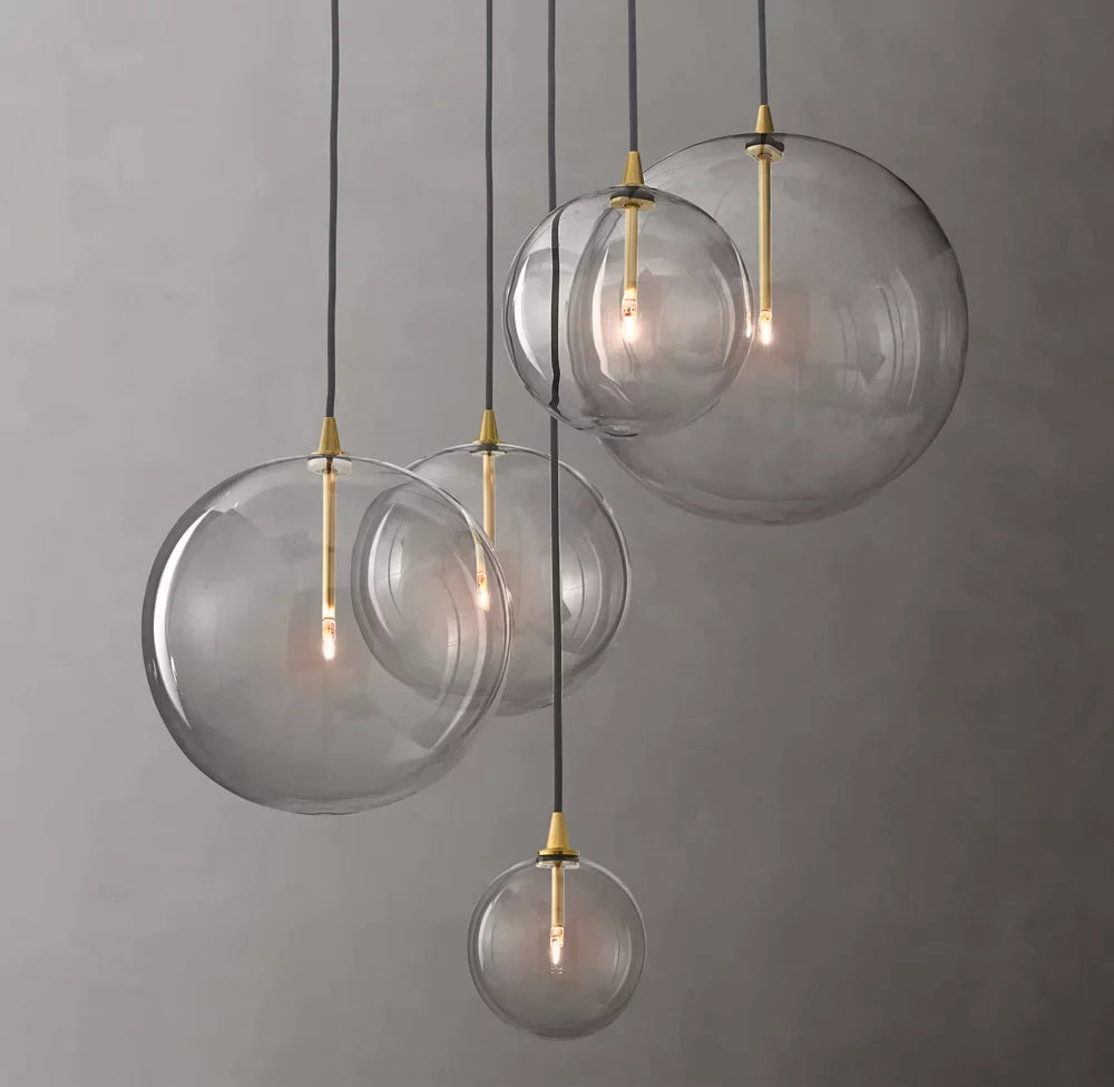 Modern Round Glass Globe Cluster Chandelier 28"-Meet Lighting