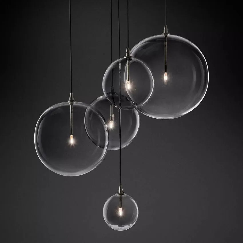 Modern Round Glass Globe Cluster Chandelier 28"-Meet Lighting