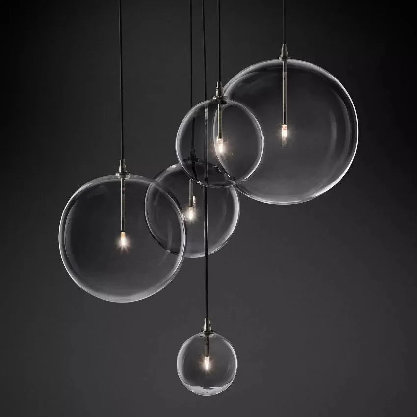 Modern Round Glass Globe Cluster Chandelier 28"-MEET LIGHTING