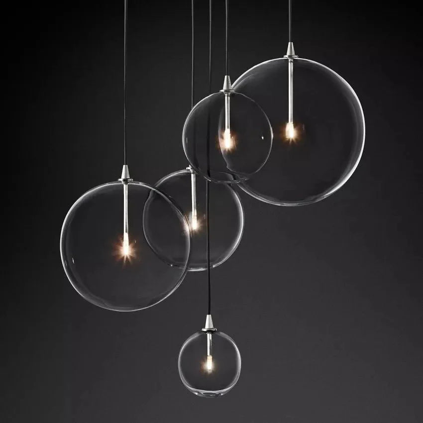 Modern Round Glass Globe Cluster Chandelier 28"-MEET LIGHTING