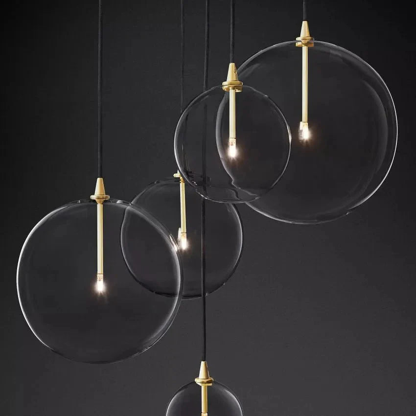 Modern Round Glass Globe Cluster Chandelier 28"-MEET LIGHTING