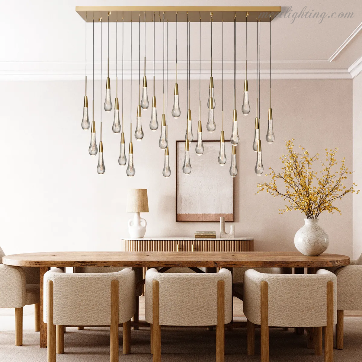 Modern Soltaire 37" Linear Chandelier-Meet Lighting