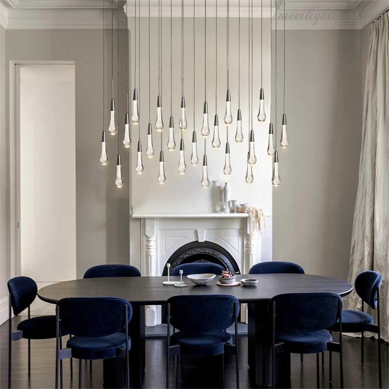 Modern Soltaire 37" Linear Chandelier-Meet Lighting