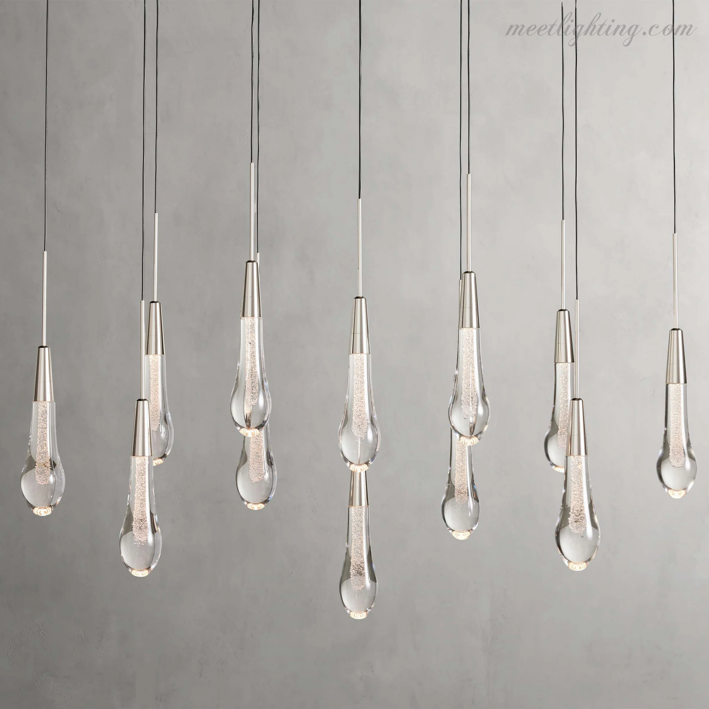 Modern Soltaire 37" Linear Chandelier-Meet Lighting