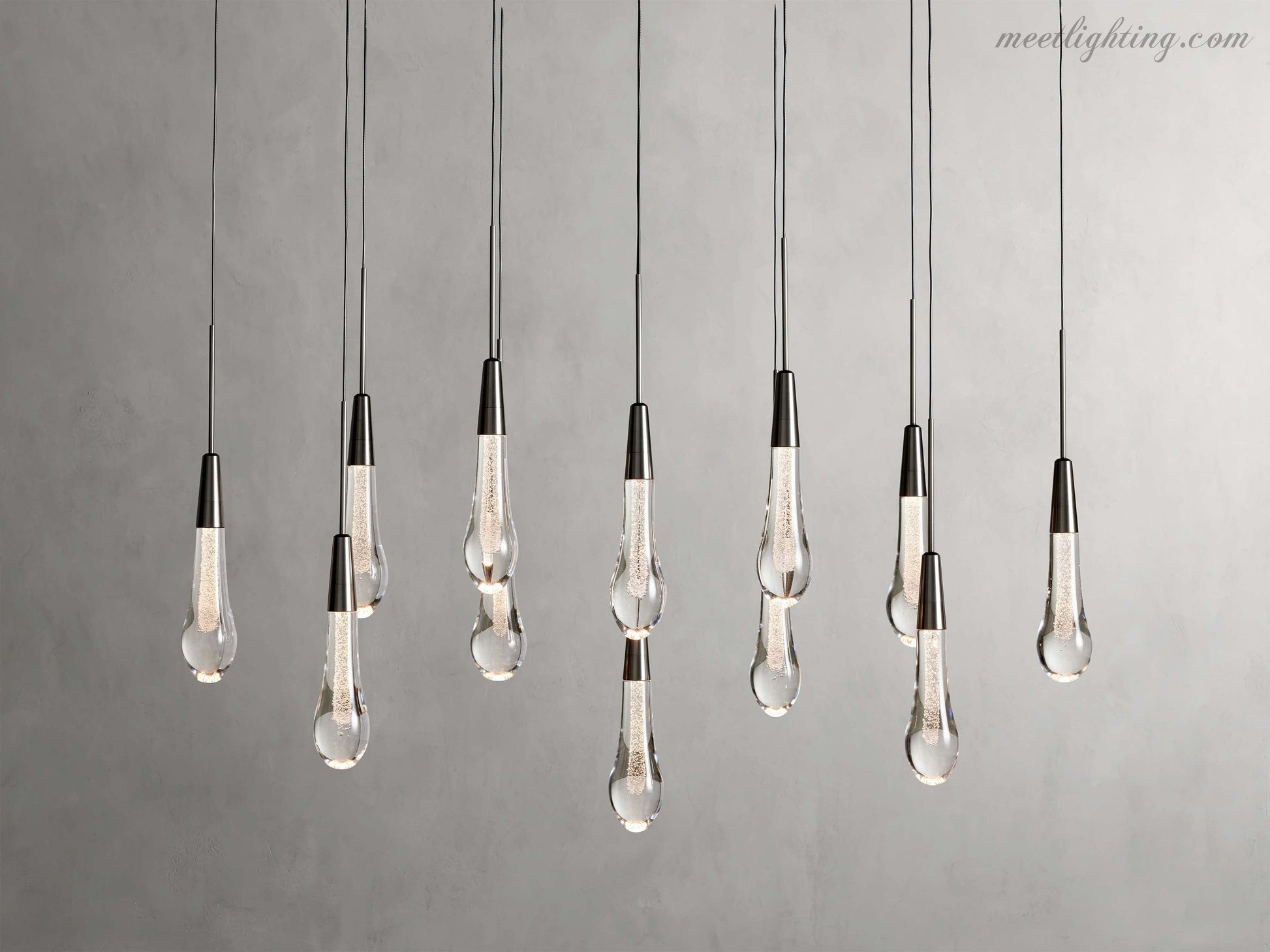 Modern Soltaire 37" Linear Chandelier-Meet Lighting