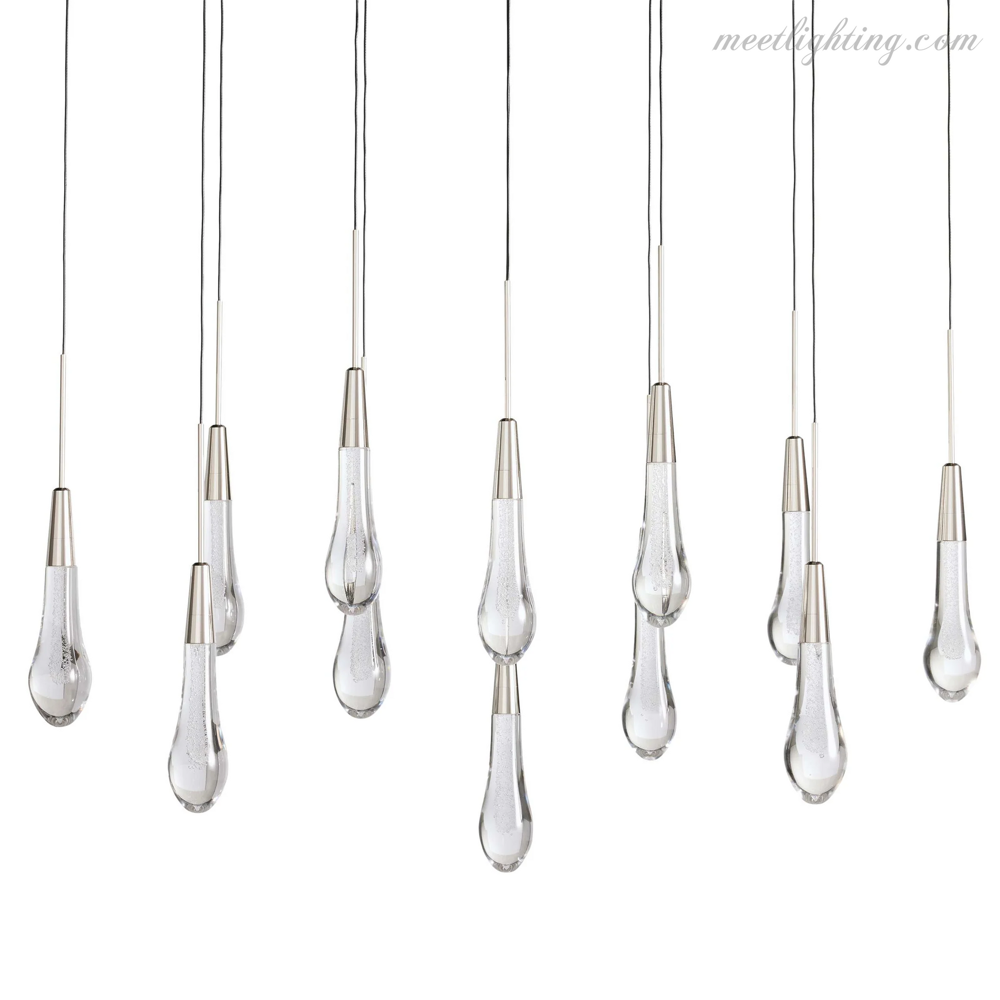 Modern Soltaire 37" Linear Chandelier-Meet Lighting