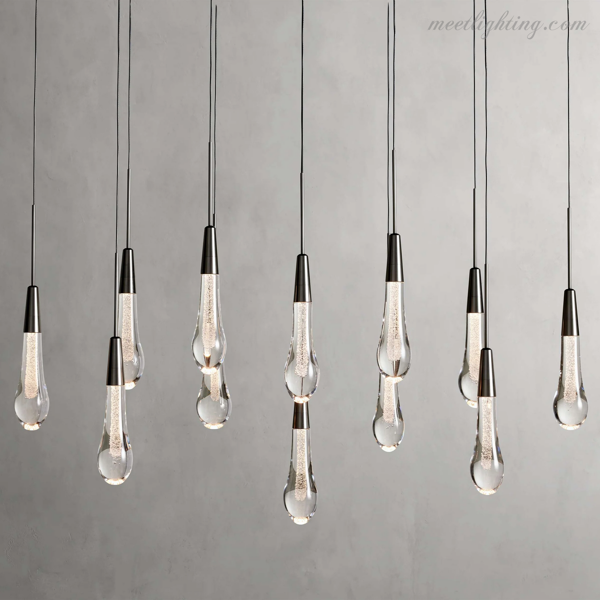 Modern Soltaire 37" Linear Chandelier-Meet Lighting