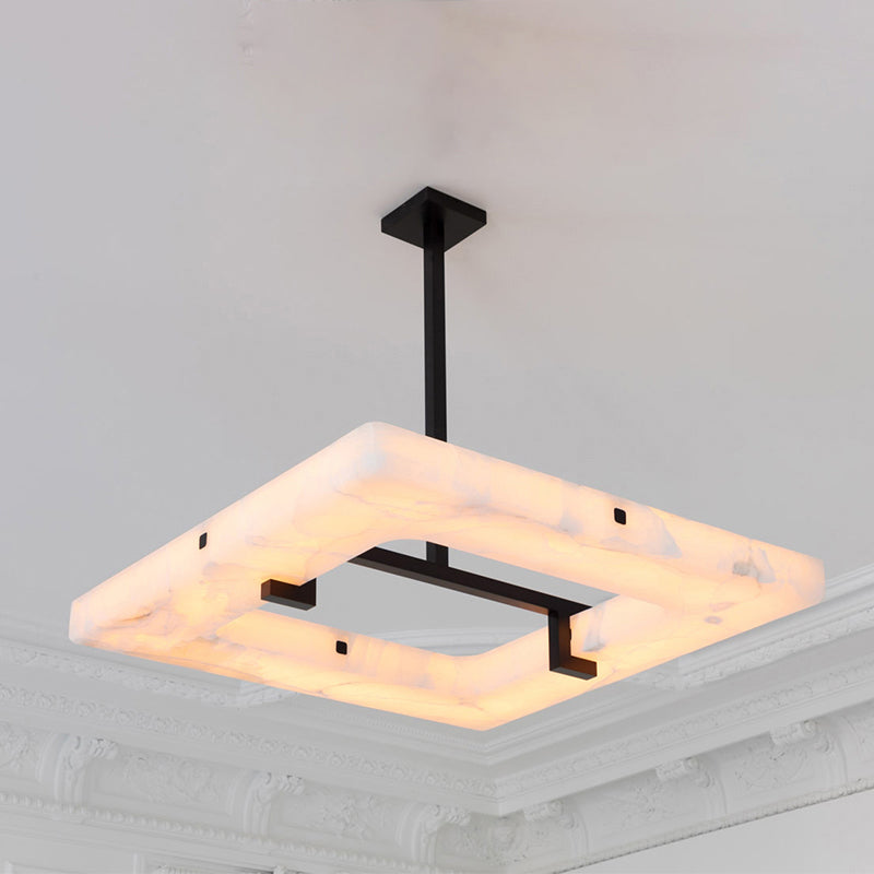 Modern Square Alabaster Chandelier-Meet Lighting