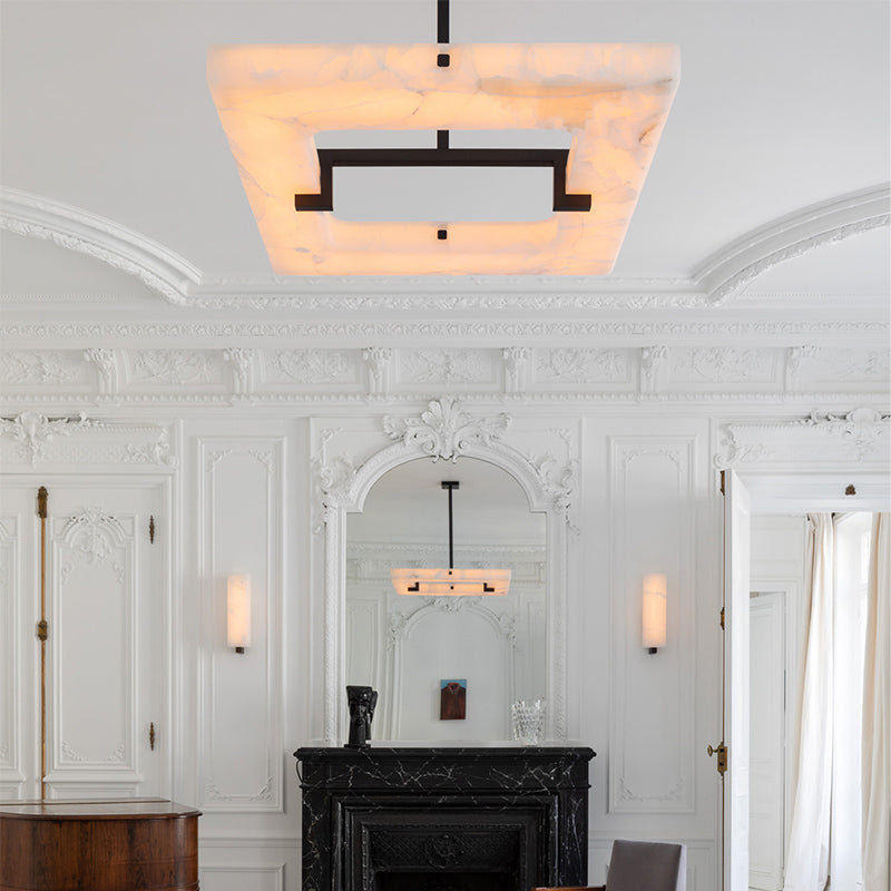 Modern Square Alabaster Chandelier-Meet Lighting