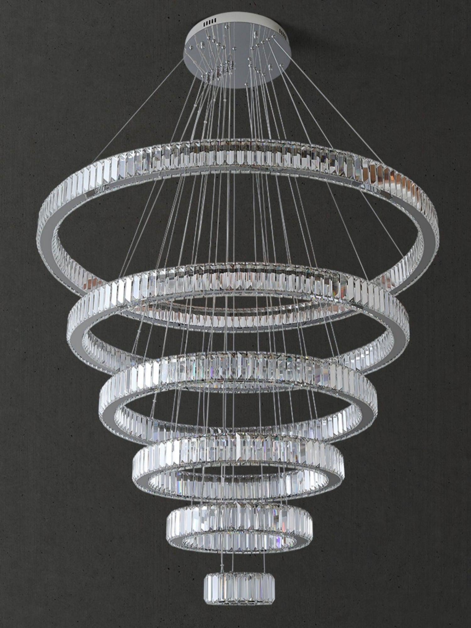 Modern Front Entryway Chandelier 3/4/5/6/7 Rings Crystal Gold/ Chrome Finish Ceiling Lamp-MEET LIGHTING