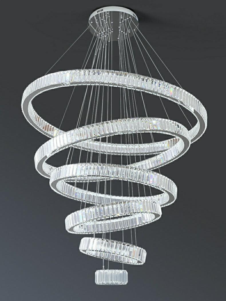 Modern Front Entryway Chandelier 3/4/5/6/7 Rings Crystal Gold/ Chrome Finish Ceiling Lamp-MEET LIGHTING