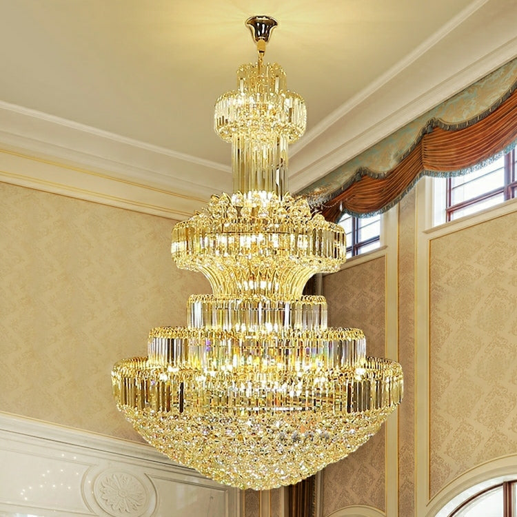 Golden Era Grand Cascade Clear Crystal Chandelier for High-ceiling-MEET LIGHTING