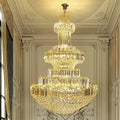 Golden Era Grand Cascade Clear Crystal Chandelier for High-ceiling-MEET LIGHTING