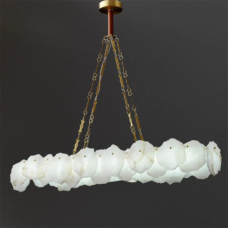 Theseus Alabaster Marble Modern Snowflake Linear Chandelier 47'' 62''