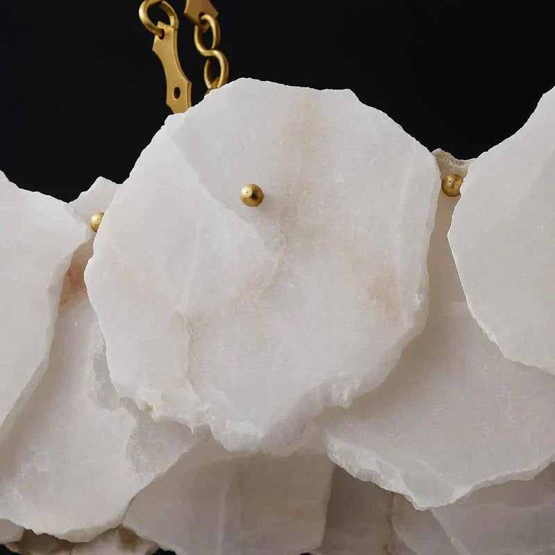 Theseus Alabaster Marble Modern Snowflake Linear Chandelier 47'' 62''