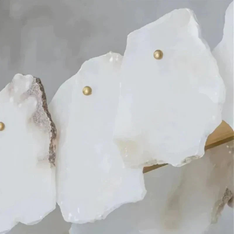 Theseus Alabaster Marble Modern Snowflake Round Chandelier