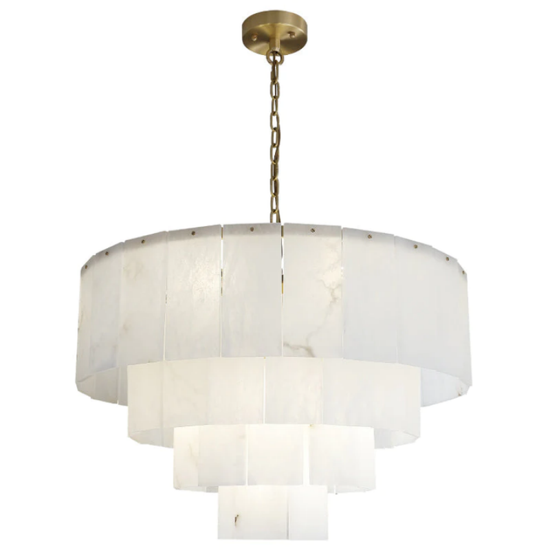 Theseus Alabaster Lorry Modern Multi-Layer Round Chandelier 31"