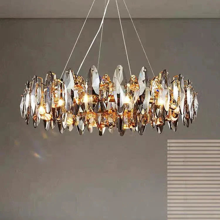 Multi-Sided Crystal Round Chandelier-MEET LIGHTING