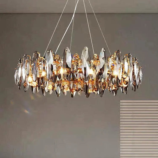 Multi-Sided Crystal Round Chandelier-Meet Lighting