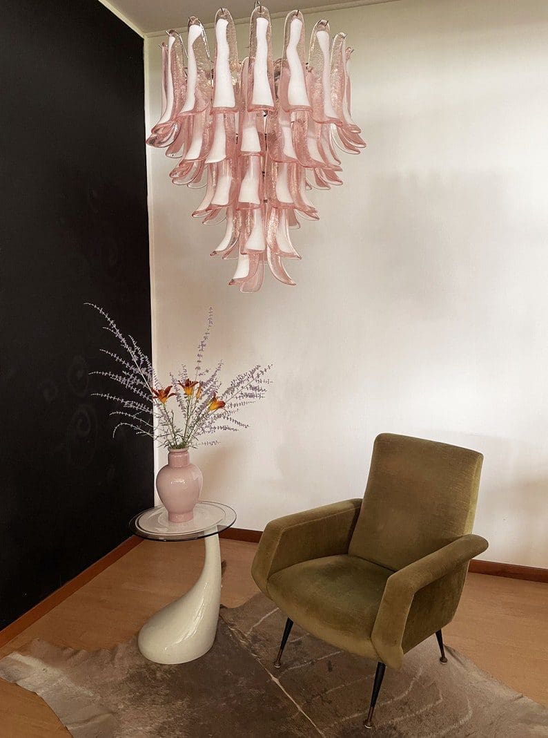 Murano Chandelier – 52 petals – Pink