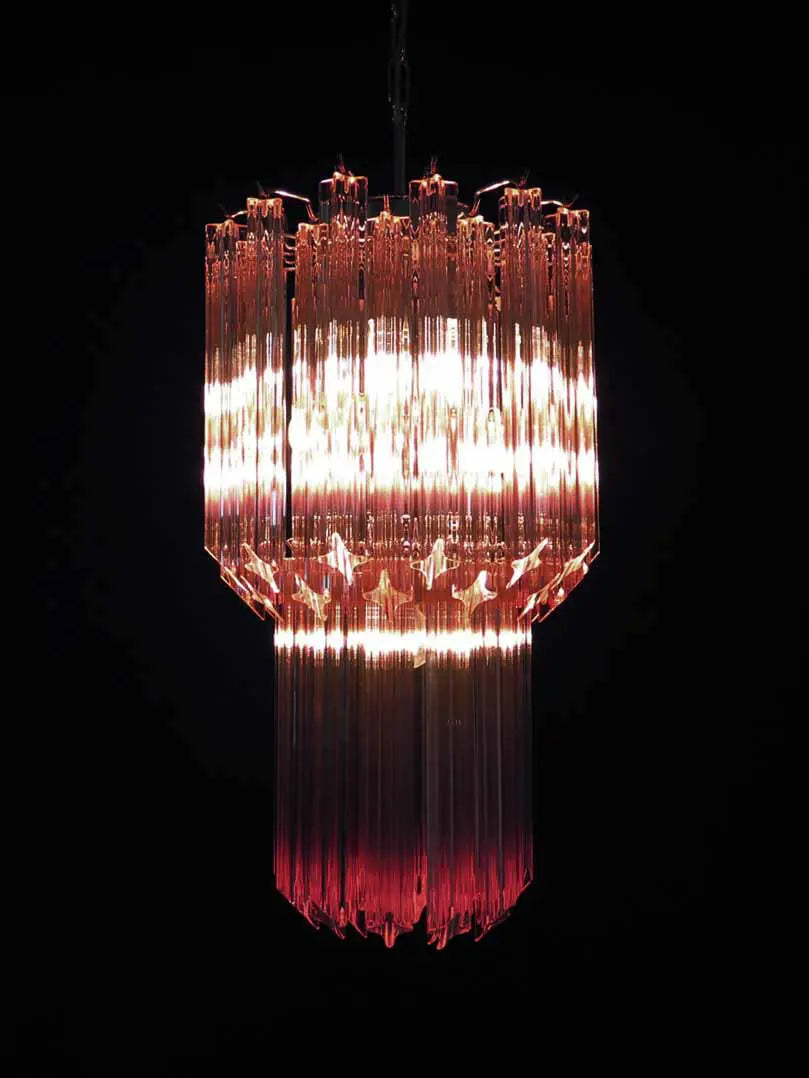 Murano Chandelier – Quadriedri – 46 prisms – Pink