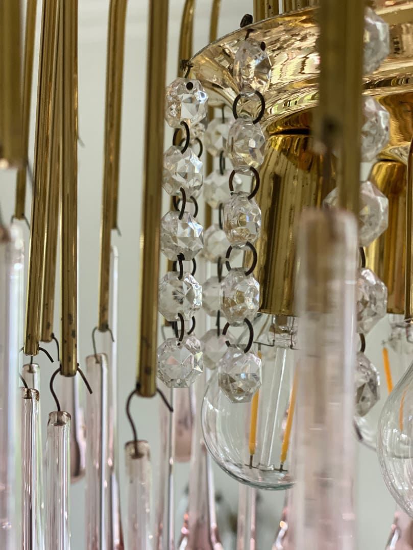 Vintage – Murano Teardrops Chandelier – 70s – Pink prisms