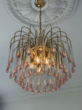 Vintage - Murano Glass Teardrops Murano Chandelier - 70s - Pink prisms
