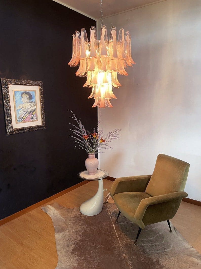 Murano Chandelier – 52 petals – Pink