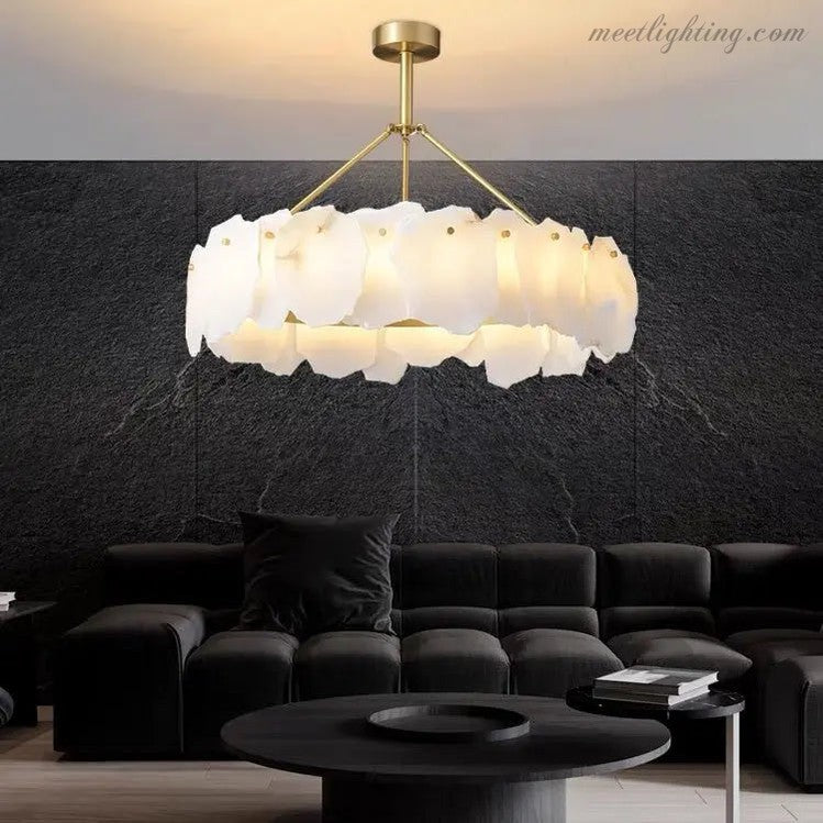 Nasile Alabaster Round Chandelier-MEET LIGHTING