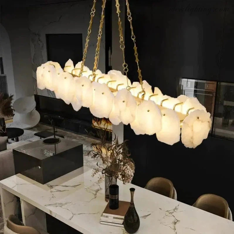 Nasile Linear Alabaster Chandelier Light Fixture-Meet Lighting