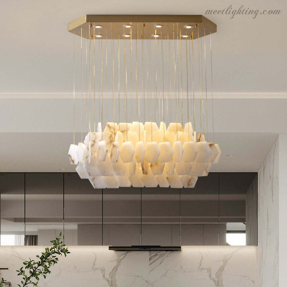 Natural Alabaster Modern Chandelier-Meet Lighting