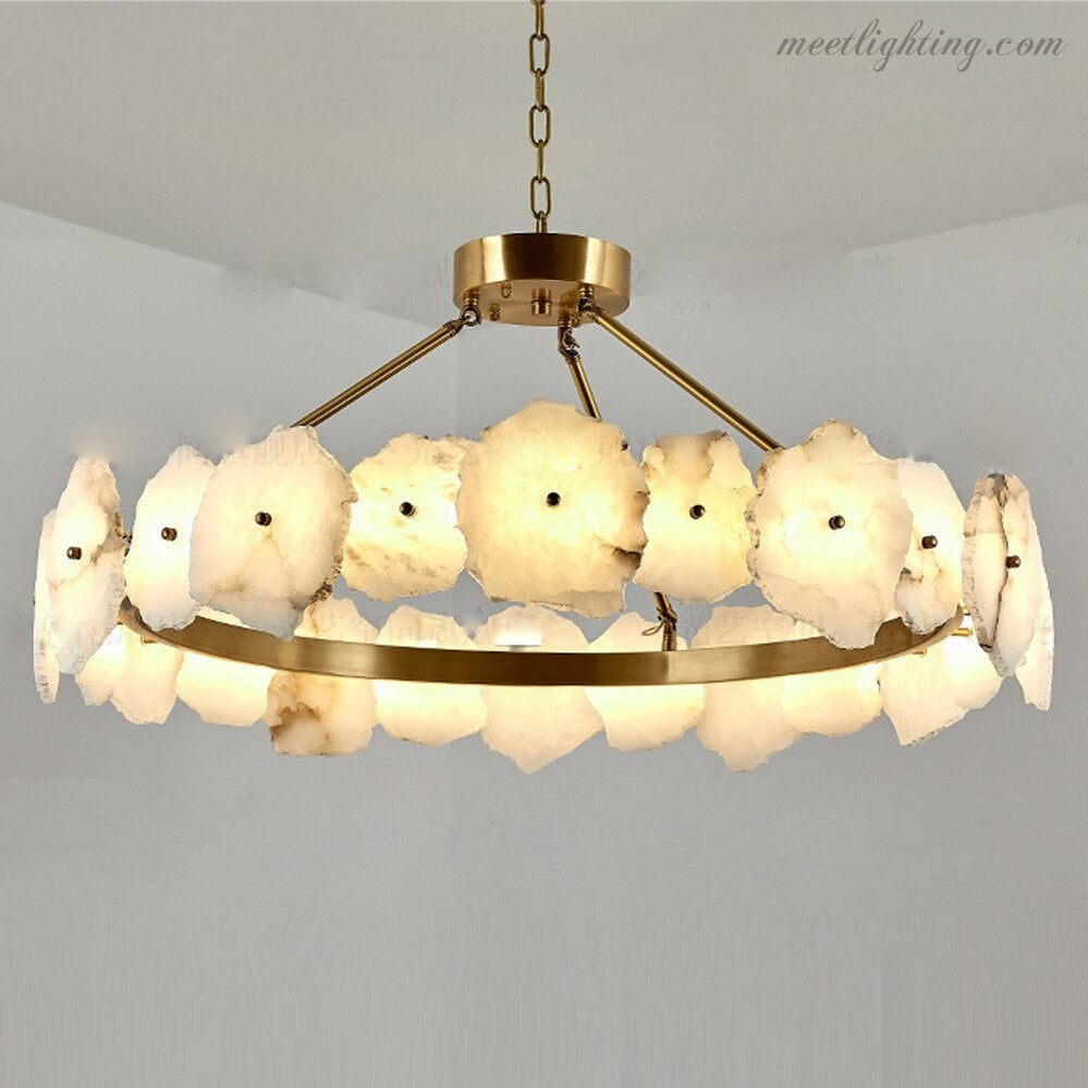 Natural Alabaster Modern Round Chandelier-MEET LIGHTING